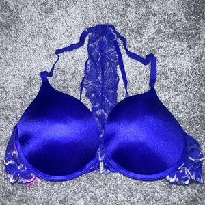 Purple La senza Sparkly push up bra floral lace front rhinestone clasp